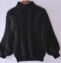 Load image into Gallery viewer, 2019 Winter New Fashion Thickened Warm Turtleneck Mohair Female Sweater Lantern Sleeve Casual Solid Color Slim Simple Pullover