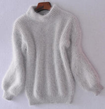 Load image into Gallery viewer, 2019 Winter New Fashion Thickened Warm Turtleneck Mohair Female Sweater Lantern Sleeve Casual Solid Color Slim Simple Pullover