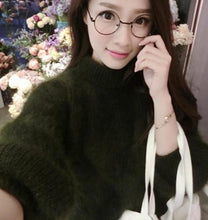 Load image into Gallery viewer, 2019 Winter New Fashion Thickened Warm Turtleneck Mohair Female Sweater Lantern Sleeve Casual Solid Color Slim Simple Pullover
