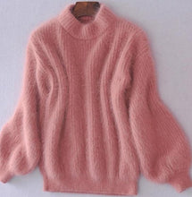 Load image into Gallery viewer, 2019 Winter New Fashion Thickened Warm Turtleneck Mohair Female Sweater Lantern Sleeve Casual Solid Color Slim Simple Pullover