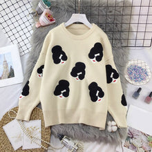 Load image into Gallery viewer, 2019 Winter Knitted O-Neck Print Women's Sweaters Cartoon Human Avatar Loose Female Pullovers Fashion Warm School Ladies Sweater