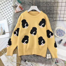 Load image into Gallery viewer, 2019 Winter Knitted O-Neck Print Women's Sweaters Cartoon Human Avatar Loose Female Pullovers Fashion Warm School Ladies Sweater
