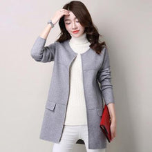 Load image into Gallery viewer, Casual Thin Long sleeve Women Sweater Autumn Office Lady Elegant Long Cardigan Sweater Femme Plus size Loose Female Red Cardigan