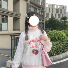 Load image into Gallery viewer, Cute Strawberry Embroidered Loose Sweater Women's Sweaters Japanese Kawaii Ulzzang Female Korean Harajuku Clothing For Women