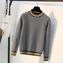 Load image into Gallery viewer, High Quality Autumn Winter Casual Women's Clothing Female Fashion Striped O-Neck Long Sleeved Knitted Pullover mujer Soft Jumper