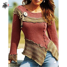 Load image into Gallery viewer, Vintage Autumn Women Sweater Jumper O-neck Long Sleeve Slim Laides Sweaters and Pullovers Winter Knitted Femme Tops