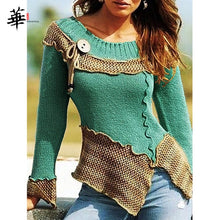 Load image into Gallery viewer, Vintage Autumn Women Sweater Jumper O-neck Long Sleeve Slim Laides Sweaters and Pullovers Winter Knitted Femme Tops