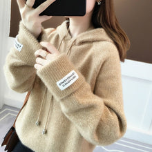Load image into Gallery viewer, DANJEANER Korean Style Women Sweaters and Pullovers Spring Long Sleeve Streetwear Knitted Hooded Tops Solid Casual Sweaters