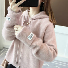 Load image into Gallery viewer, DANJEANER Korean Style Women Sweaters and Pullovers Spring Long Sleeve Streetwear Knitted Hooded Tops Solid Casual Sweaters