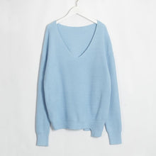 Load image into Gallery viewer, Wixra 2020 New Basic V-neck Solid Autumn Winter Loose Sweater Pullovers Women Female Knitted Oversized Long Sleeve Sweaters