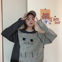 Load image into Gallery viewer, Women's Sweaters Japanese Kawaii Ulzzang Loose Casual Retro Lazy Cat Sweater Female Korean Harajuku Cute Clothing For Women