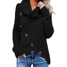 Load image into Gallery viewer, Women Knitted Sweater Turtleneck Winter Autumn Pullovers Button Casual Long Sleeve Jersey Top