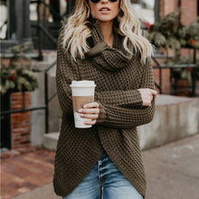 Load image into Gallery viewer, Women Knitted Sweater Turtleneck Winter Autumn Pullovers Button Casual Long Sleeve Jersey Top