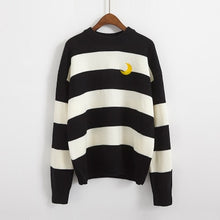 Load image into Gallery viewer, Women's Sweaters Kawaii Ulzzang College Candy Color Stripes Moon Sets Embroidery Sweater Female Harajuku Clothing For Women Lady