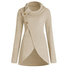 Load image into Gallery viewer, Rosegal Plus Size Sweater Women Pullovers Fall Solid Buttons Cowl Neck Long Sleeve Front Slit Sweaters Female Jumpers Pull Femme