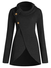 Load image into Gallery viewer, Rosegal Plus Size Sweater Women Pullovers Fall Solid Buttons Cowl Neck Long Sleeve Front Slit Sweaters Female Jumpers Pull Femme