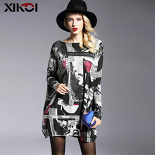 Load image into Gallery viewer, XIKOI Fashion Oversized Knitted Sweaters Women's Clothing Pullovers Jumpers Slash Neck Batwing Sleeve Long Print Sweater Shirts