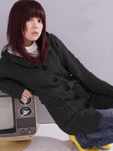 Load image into Gallery viewer, 2019 new arrive fashion winter cardigans Korean style wholesale dropship long sleeve solid with hooded women warm sweaters E307