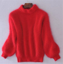 Load image into Gallery viewer, 2019 Winter New Fashion Thickened Warm Turtleneck Mohair Female Sweater Lantern Sleeve Casual Solid Color Slim Simple Pullover

