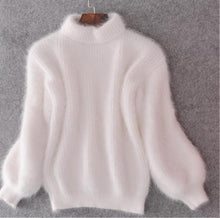 Load image into Gallery viewer, 2019 Winter New Fashion Thickened Warm Turtleneck Mohair Female Sweater Lantern Sleeve Casual Solid Color Slim Simple Pullover
