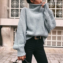 Load image into Gallery viewer, UULZZOR Turtleneck Winter 2019 Knitted Sweater Women Pullovers Casual Orange Sweaters Loose Female Jumpers
