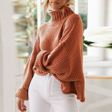 Load image into Gallery viewer, UULZZOR Turtleneck Winter 2019 Knitted Sweater Women Pullovers Casual Orange Sweaters Loose Female Jumpers
