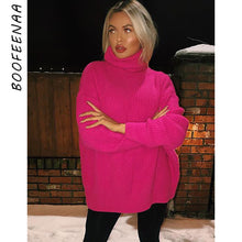 Load image into Gallery viewer, BOOFEENAA Fashion Turtleneck Oversized Sweater Winter Clothes Women Neon Green Pink Orange Pullover Ladies Knit Tops C54-AF91
