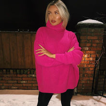 Load image into Gallery viewer, BOOFEENAA Fashion Turtleneck Oversized Sweater Winter Clothes Women Neon Green Pink Orange Pullover Ladies Knit Tops C54-AF91
