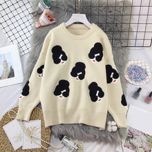 Load image into Gallery viewer, 2019 Winter Knitted O-Neck Print Women's Sweaters Cartoon Human Avatar Loose Female Pullovers Fashion Warm School Ladies Sweater
