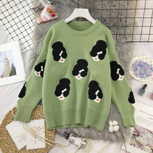 Load image into Gallery viewer, 2019 Winter Knitted O-Neck Print Women's Sweaters Cartoon Human Avatar Loose Female Pullovers Fashion Warm School Ladies Sweater
