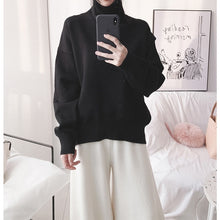 Load image into Gallery viewer, Werynica New Autumn Winter Women Loose Knitted Sweater Oversized Turtleneck Sweater Long Sleeves Women Outwear Solid Pullover
