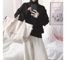 Load image into Gallery viewer, Werynica New Autumn Winter Women Loose Knitted Sweater Oversized Turtleneck Sweater Long Sleeves Women Outwear Solid Pullover
