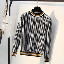 Load image into Gallery viewer, High Quality Autumn Winter Casual Women's Clothing Female Fashion Striped O-Neck Long Sleeved Knitted Pullover mujer Soft Jumper
