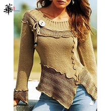 Load image into Gallery viewer, Vintage Autumn Women Sweater Jumper O-neck Long Sleeve Slim Laides Sweaters and Pullovers Winter Knitted Femme Tops
