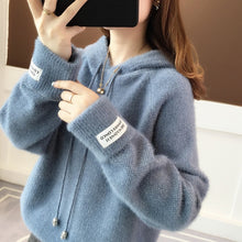 Load image into Gallery viewer, DANJEANER Korean Style Women Sweaters and Pullovers Spring Long Sleeve Streetwear Knitted Hooded Tops Solid Casual Sweaters
