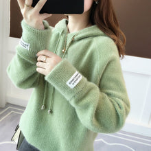 Load image into Gallery viewer, DANJEANER Korean Style Women Sweaters and Pullovers Spring Long Sleeve Streetwear Knitted Hooded Tops Solid Casual Sweaters
