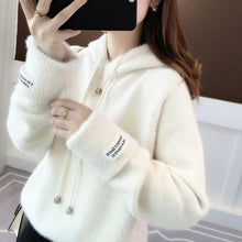 Load image into Gallery viewer, DANJEANER Korean Style Women Sweaters and Pullovers Spring Long Sleeve Streetwear Knitted Hooded Tops Solid Casual Sweaters
