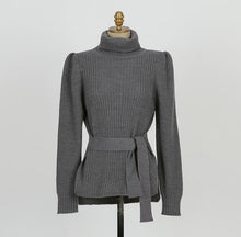 Load image into Gallery viewer, New 2020 Winter Turtleneck Sweater Women With Belt Pink Gray Beige Or Black Sweaters And Pullovers Thicken Warm Knitted Sweater
