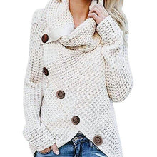 Load image into Gallery viewer, Women Knitted Sweater Turtleneck Winter Autumn Pullovers Button Casual Long Sleeve Jersey Top
