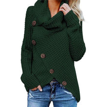 Load image into Gallery viewer, Women Knitted Sweater Turtleneck Winter Autumn Pullovers Button Casual Long Sleeve Jersey Top
