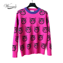 Load image into Gallery viewer, Harajuku Fashion Women Sweater Warm Cartoon Cat Jacquard High Quality Small Size Winter Female Casual Pullover Knitted Top C-192
