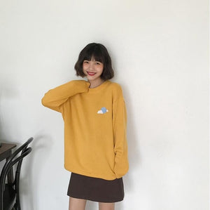 Women's Casual Sweaters Japanese Kawaii Ulzzang Cloud Sun Cartoon Weather Pullover Female Korean Harajuku Clothing For Women