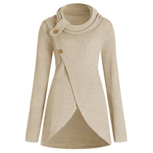 Load image into Gallery viewer, Rosegal Plus Size Sweater Women Pullovers Fall Solid Buttons Cowl Neck Long Sleeve Front Slit Sweaters Female Jumpers Pull Femme
