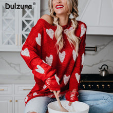 Load image into Gallery viewer, Ins Hot Red Heart Sweaters Women Summer Knitted Thin Pullovers Casual Spring Autumn Oversized Jumper Tops Pull Femme Knitwear
