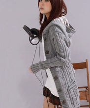 Load image into Gallery viewer, 2019 new arrive fashion winter cardigans Korean style wholesale dropship long sleeve solid with hooded women warm sweaters E307
